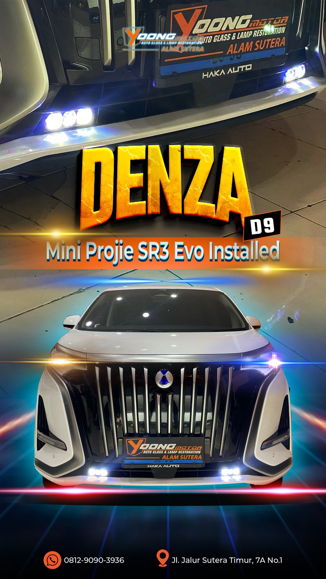 Denza D9 dengan Mini Projie